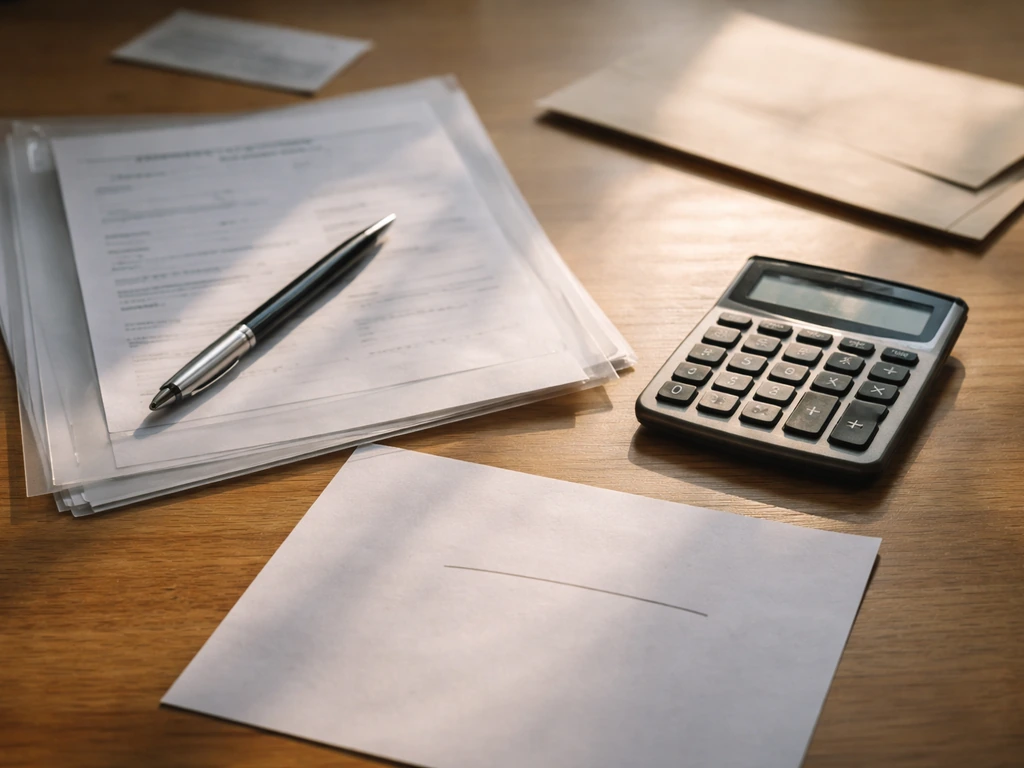 Close-up of a mortgage loan statement on a desk with a pen and calculator, showing debt reducing net worth.