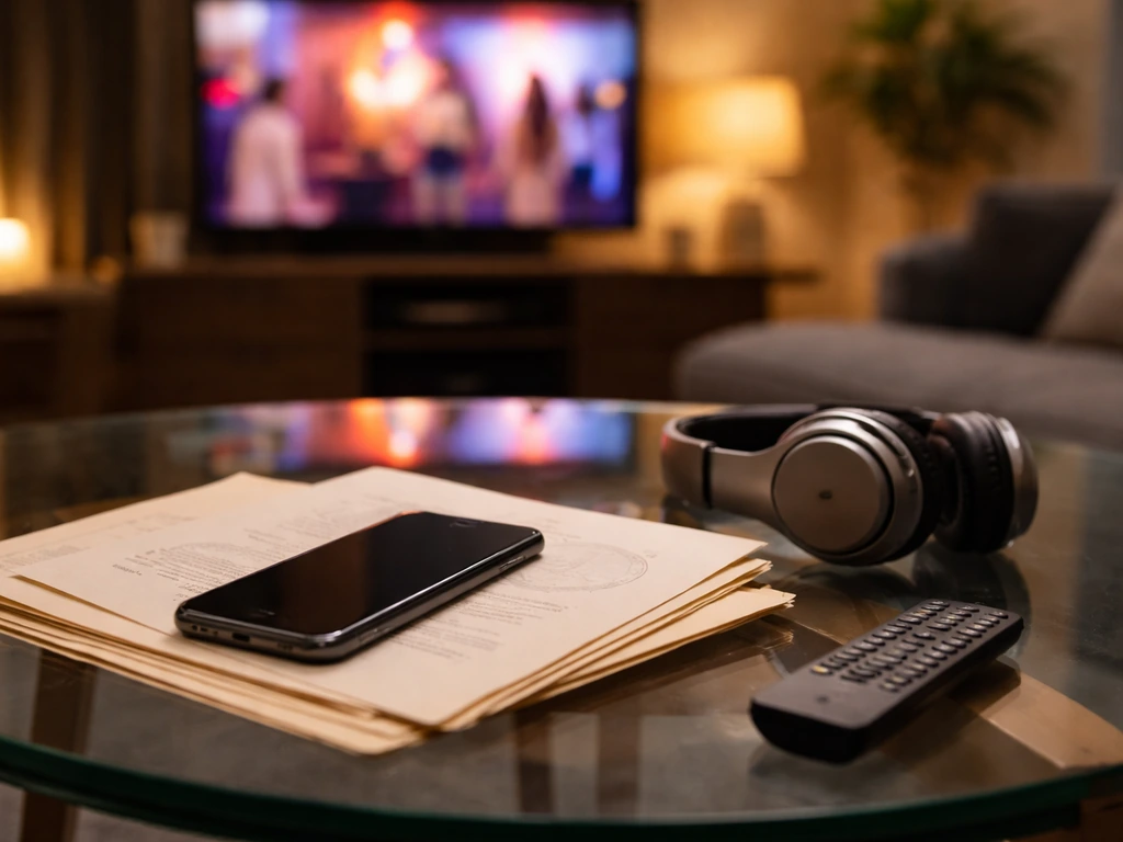 Minimal scene showing a reality-TV vibe and official records cues without readable text