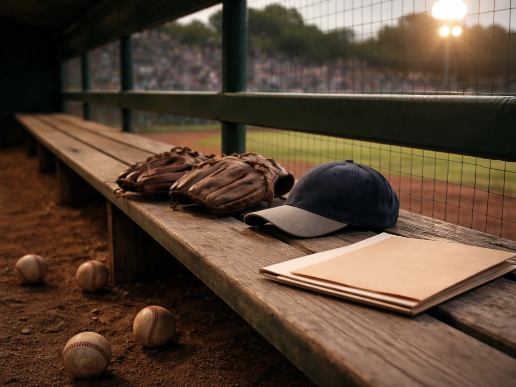 Empty baseball dugout with gloves and baseballs, suggesting research into an athlete’s public-record net worth.
