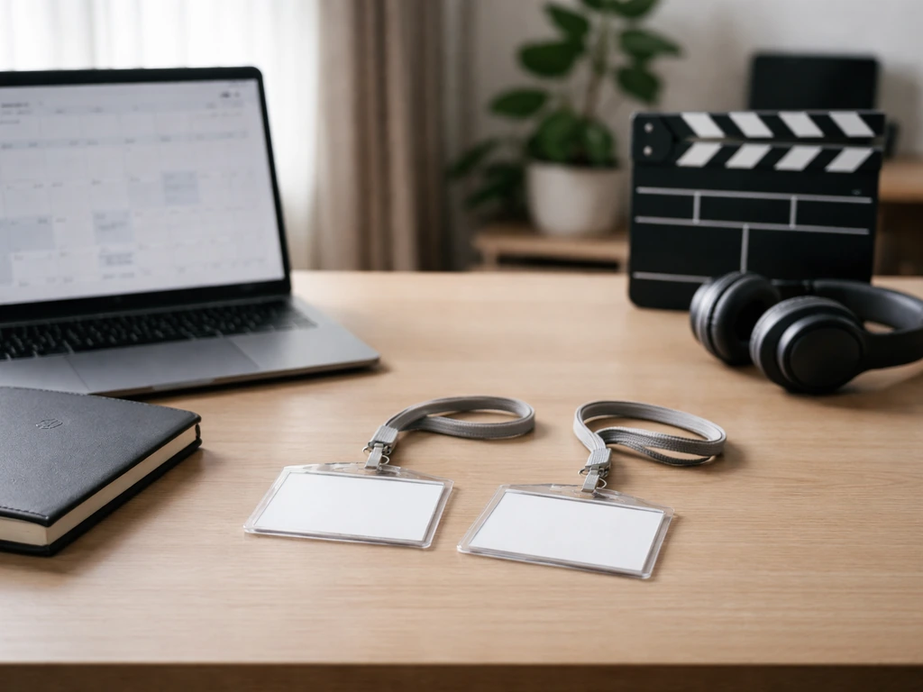 Minimal office desk scene with two separate items suggesting verifying two different identities